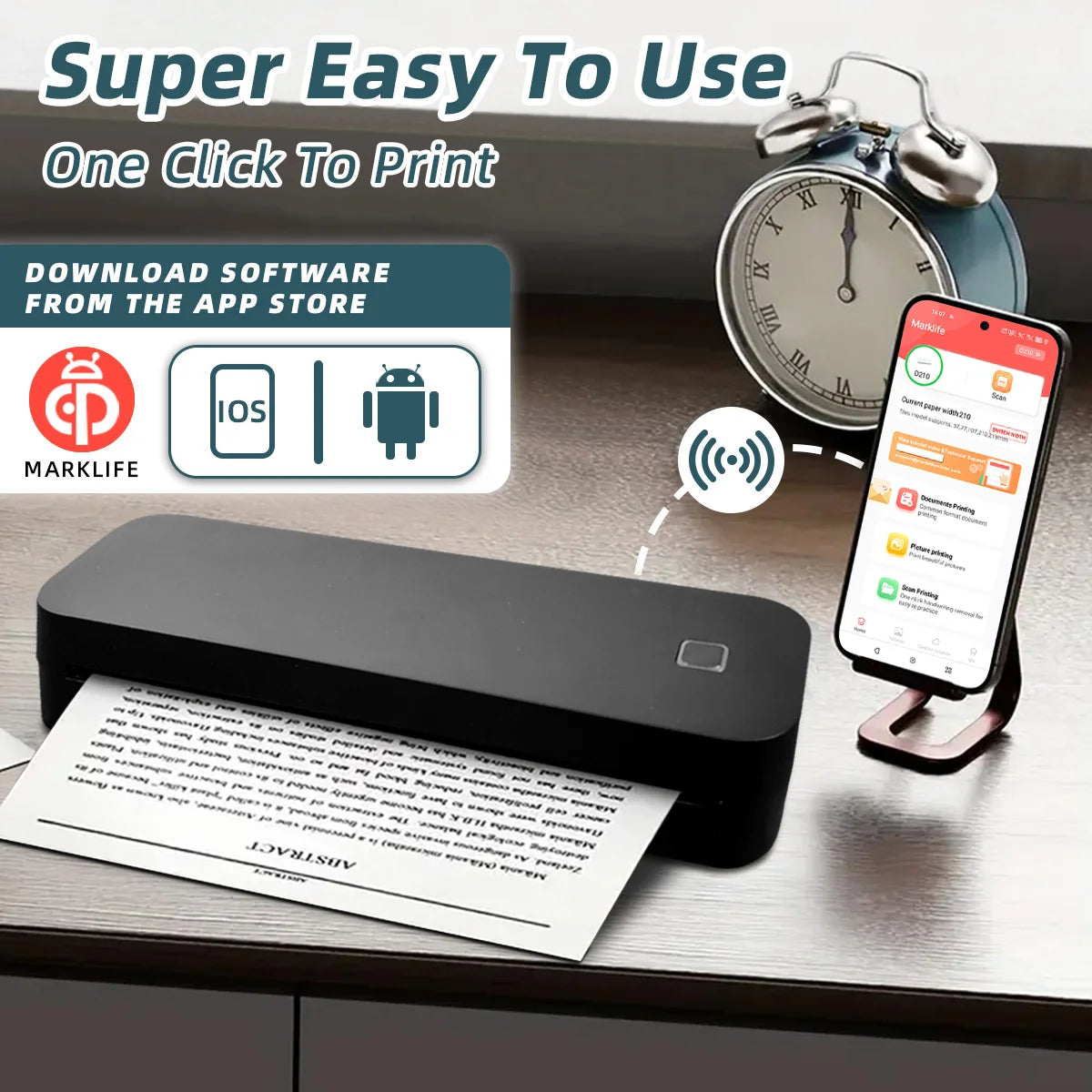 Mini Thermal Printer Bluetooth A4 &ndash; Wireless Printing