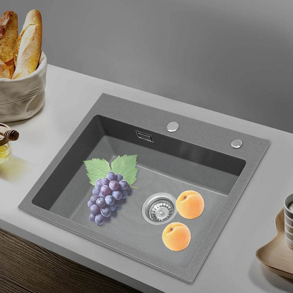 Coș de scurgere pentru chiuvetă de bucătărie din piatră quartz 55x45cm rotativ