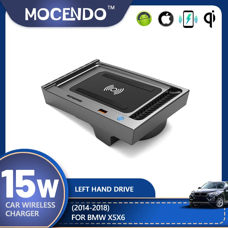 Chargeur de téléphone sans fil de voiture 15W pour BMW X5 X6 2014-2018