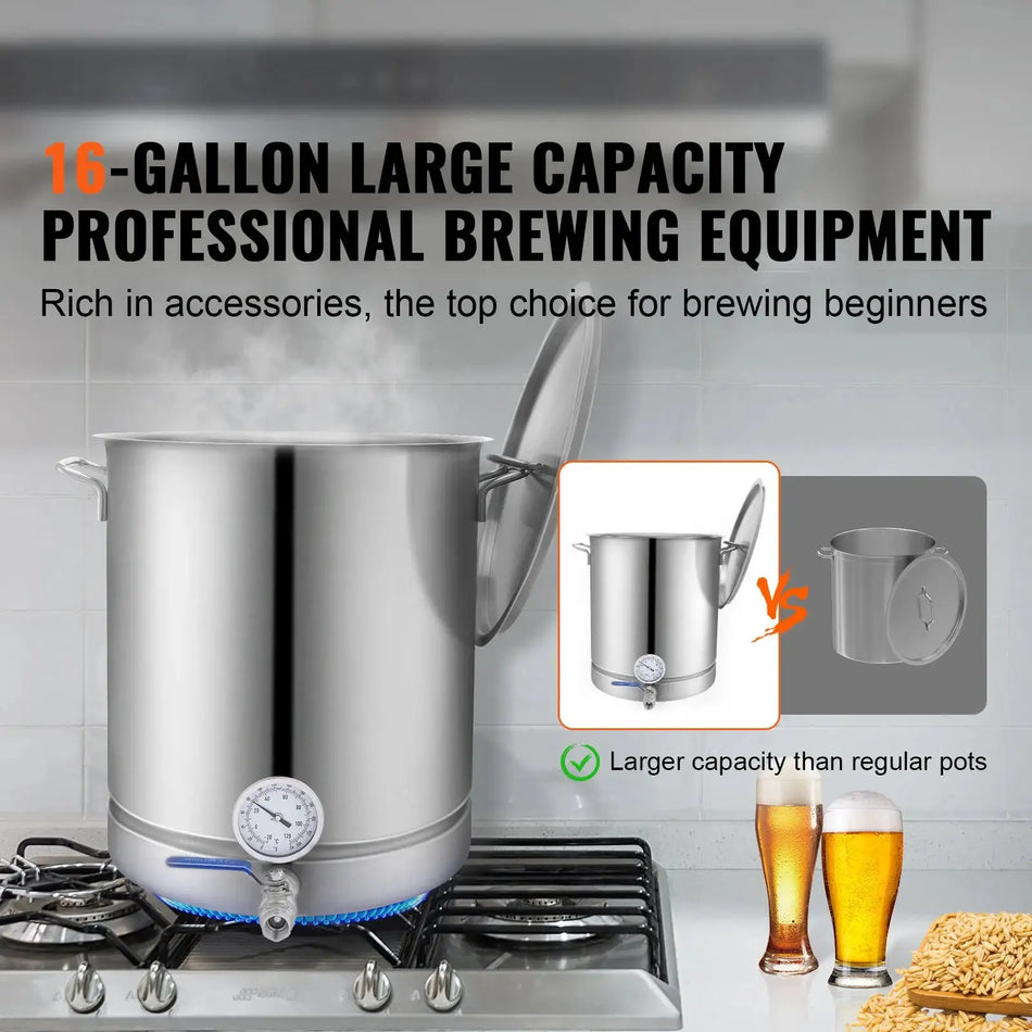 16 Gallon Stainless Steel Kettle Tri Ply Bottom