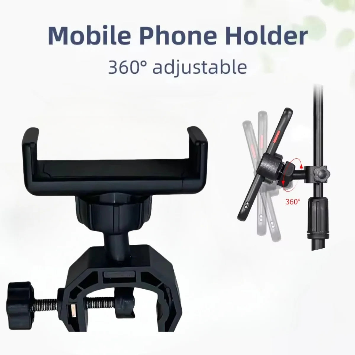 Phone Mic Stand Holder - 360 Degree Rotation Mount Bracket