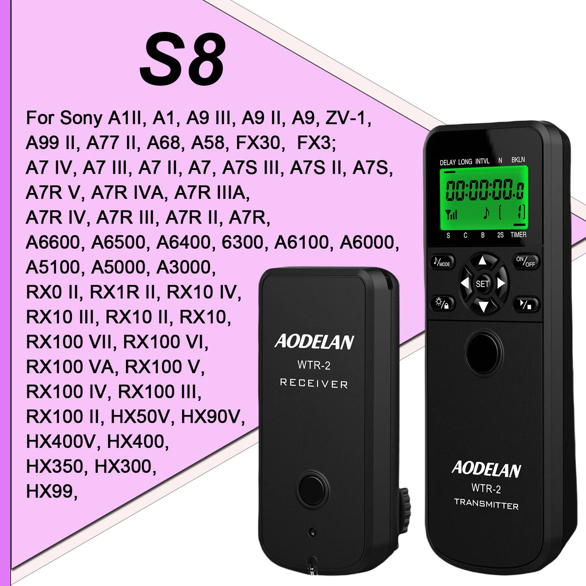 Wireless Camera Timer Remote for DSLR - AODELAN WTR-2 S8 / China