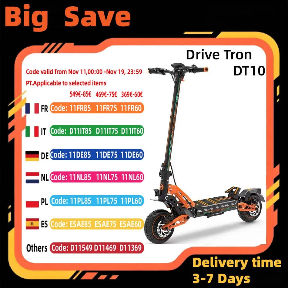 Drive Tron DT10 Αναδιπλούμενη Ηλεκτρική Σκούτερ Εκτός Δρόμου, 1000W Μοτέρ