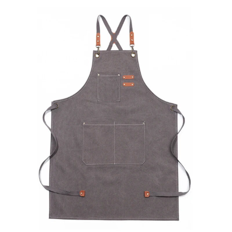 Unisex Canvas Bib Leather Apron &ndash; For Kitchen And Barista