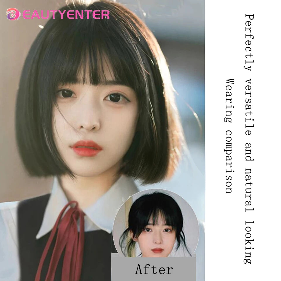 BeautyEnter Long Black Bangs Synthetic Wig for Cosplay and Daily Wear