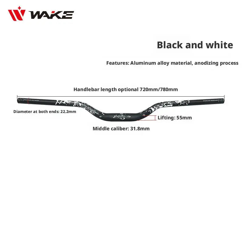 WAKE 55mm Riser Bike Handleabr MTB Bike Handle Bar 720/780mm Bicycle Riser Bar Aluminum Alloy Bicycle Handlebar for DownHill by InterCyprus Trading Ltd