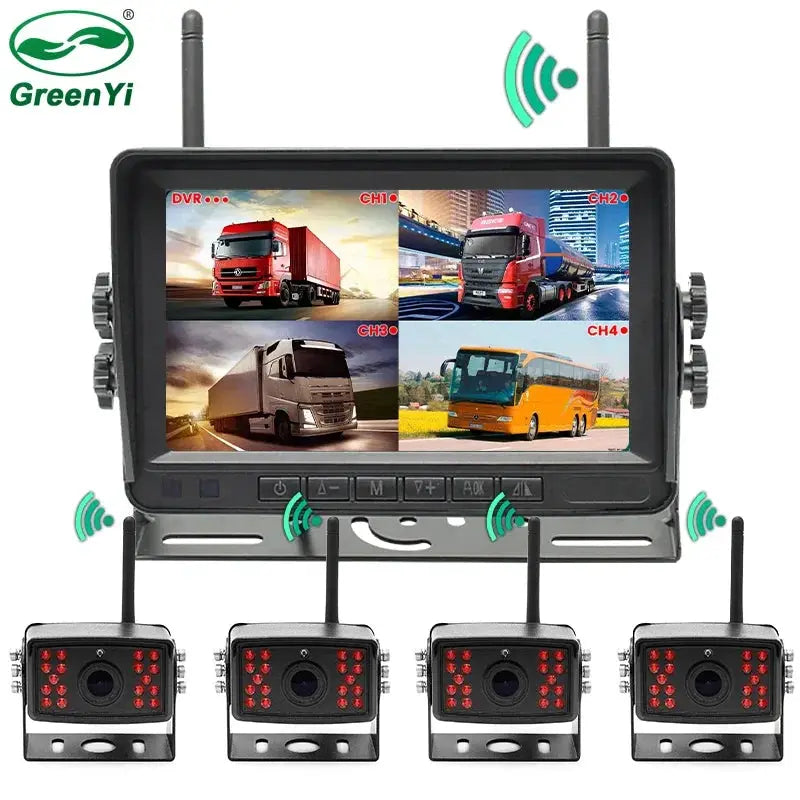 7 Inch HD AHD Car Monitor With 4 Channel DVR Wireless Backup Camera by InterCyprus Trading Ltd