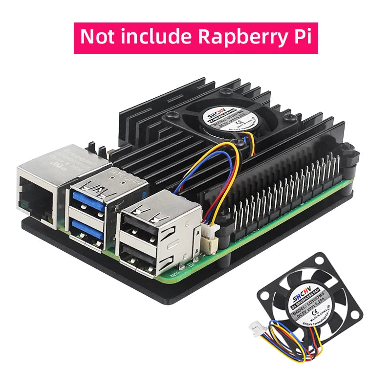 Raspberry Pi 5 Aluminum Case &ndash; Active Passive Cooling with Adjustable PWM Fan Aluminum Case