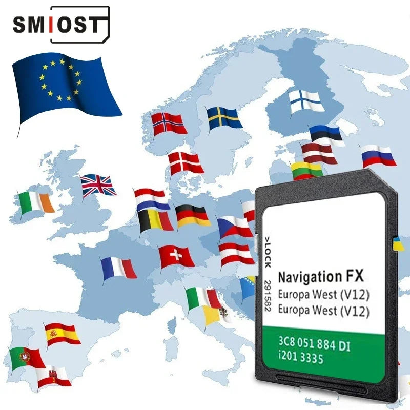 8GB GPS Update Software SMIOST Map SD Card - EU UK Ready