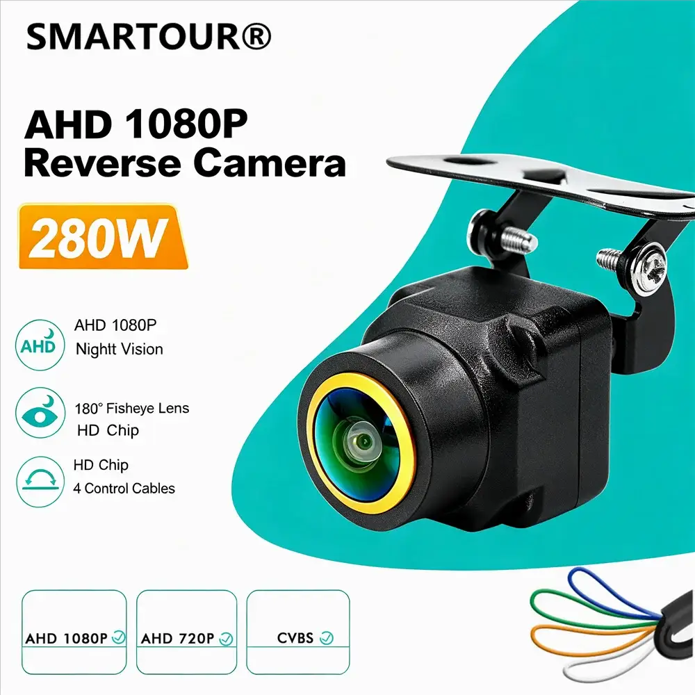 AHD 1080P Car Rear View Camera 180° Fisheye Lens 4 Control Wire Waterproof Night Vision Backup Reverse Camera Support CVBS 720P by InterCyprus Trading Ltd
