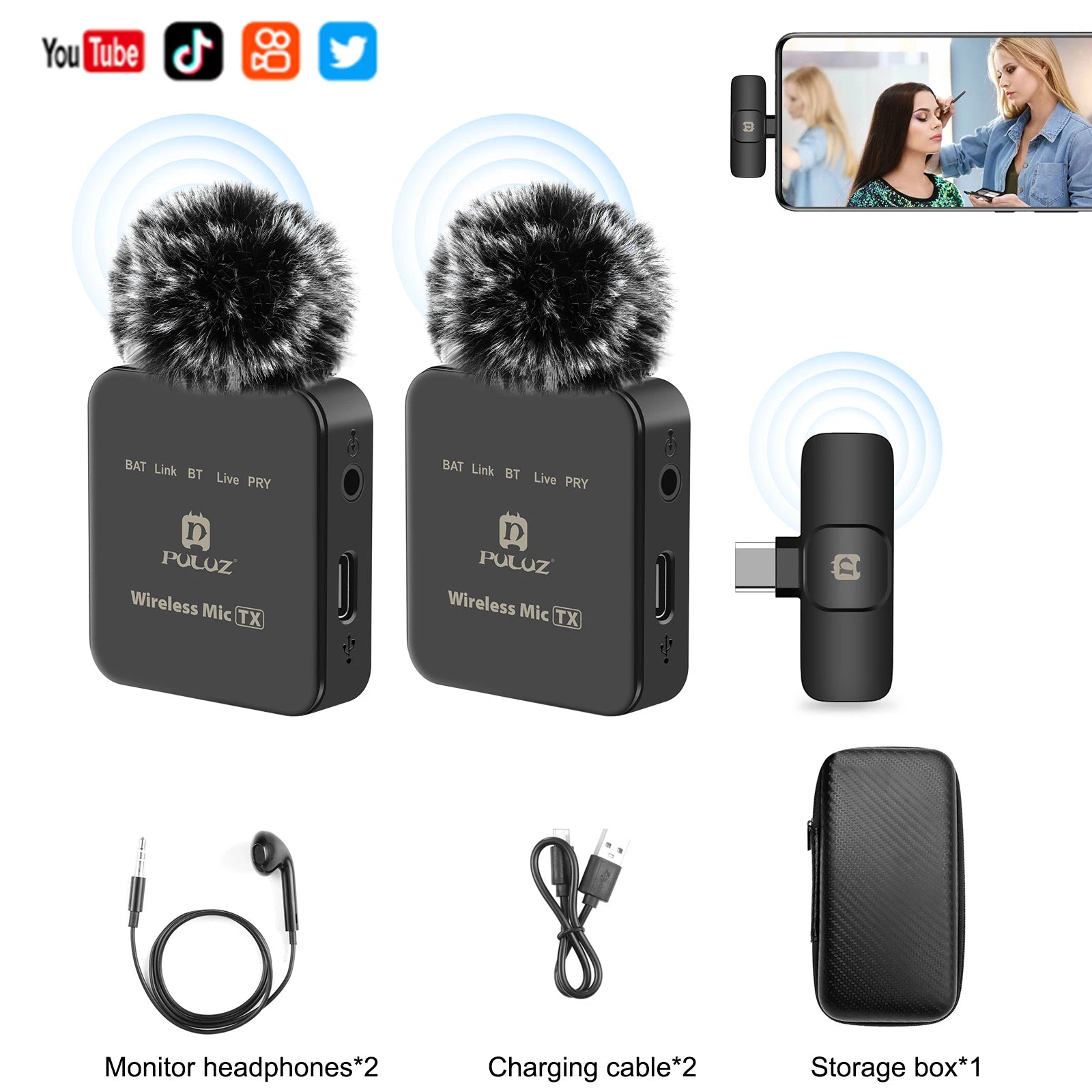 PULUZ 2.4G Wireless Lavalier Microphone for High-Fidelity Recording