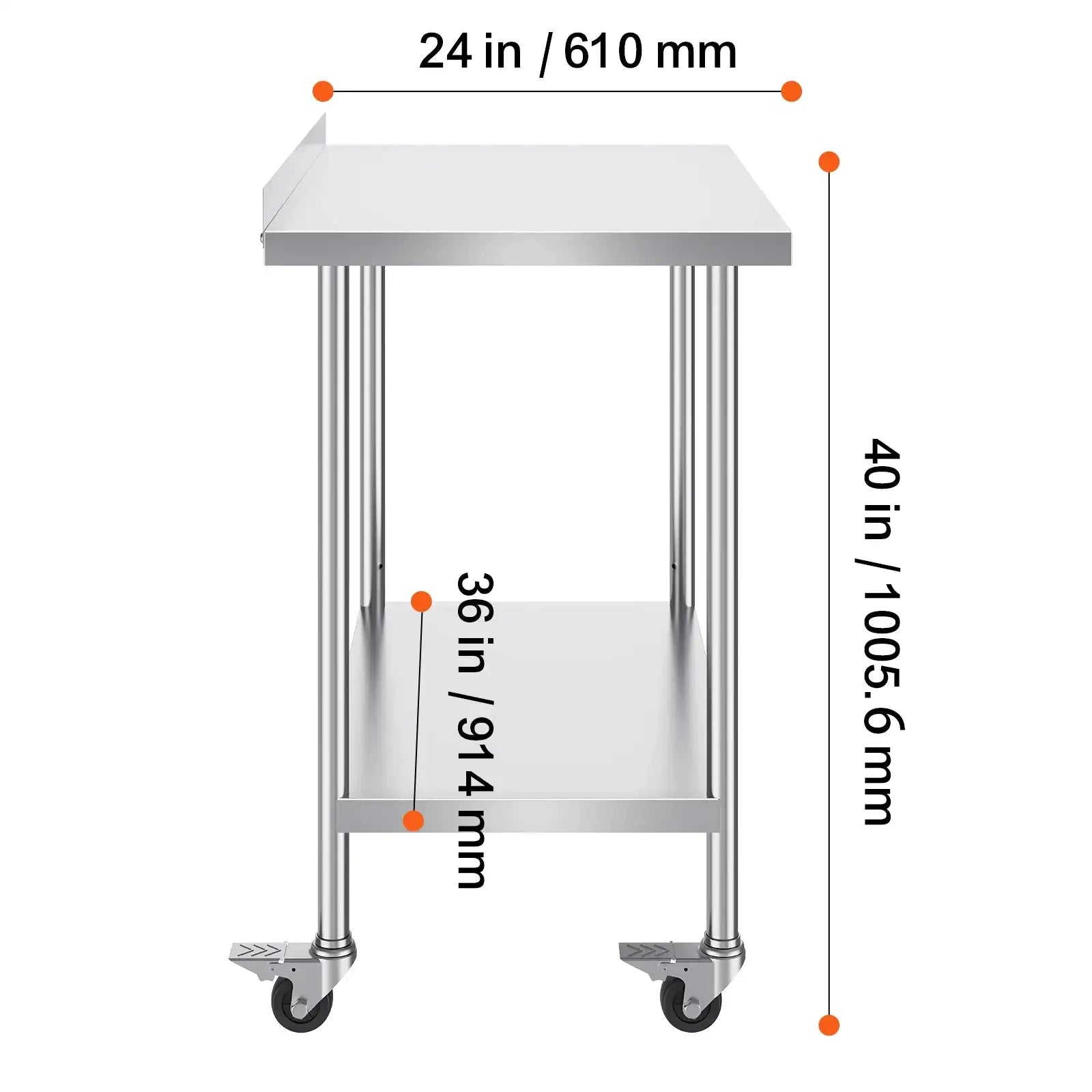 Stainless Steel Work Table With Casters Heavy Duty 24x60 24 x 36 in / spain