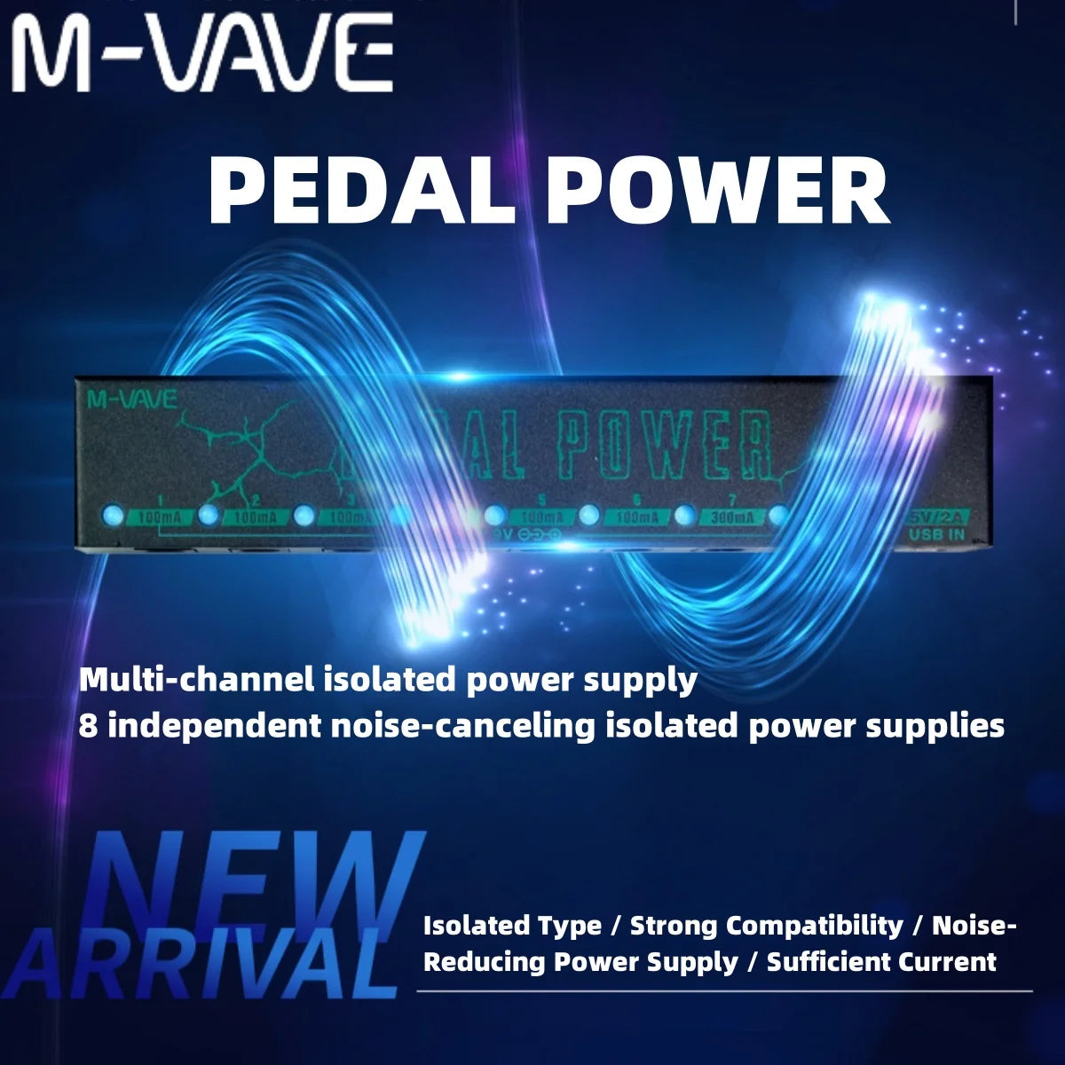 M-VAVE Pedal Power &ndash; Eight Isolated Outputs For 9V Pedals