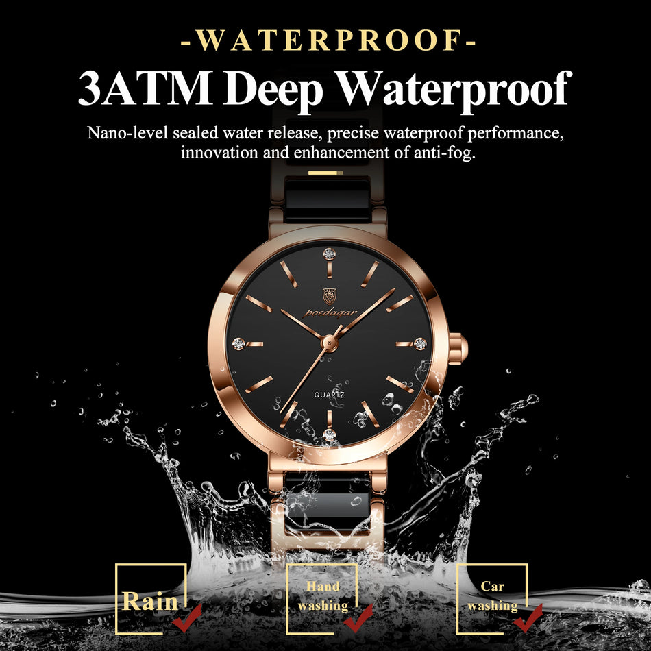Diamond Luxury Women's Watch Stainless Steel, Waterproof Quartz, Box Included