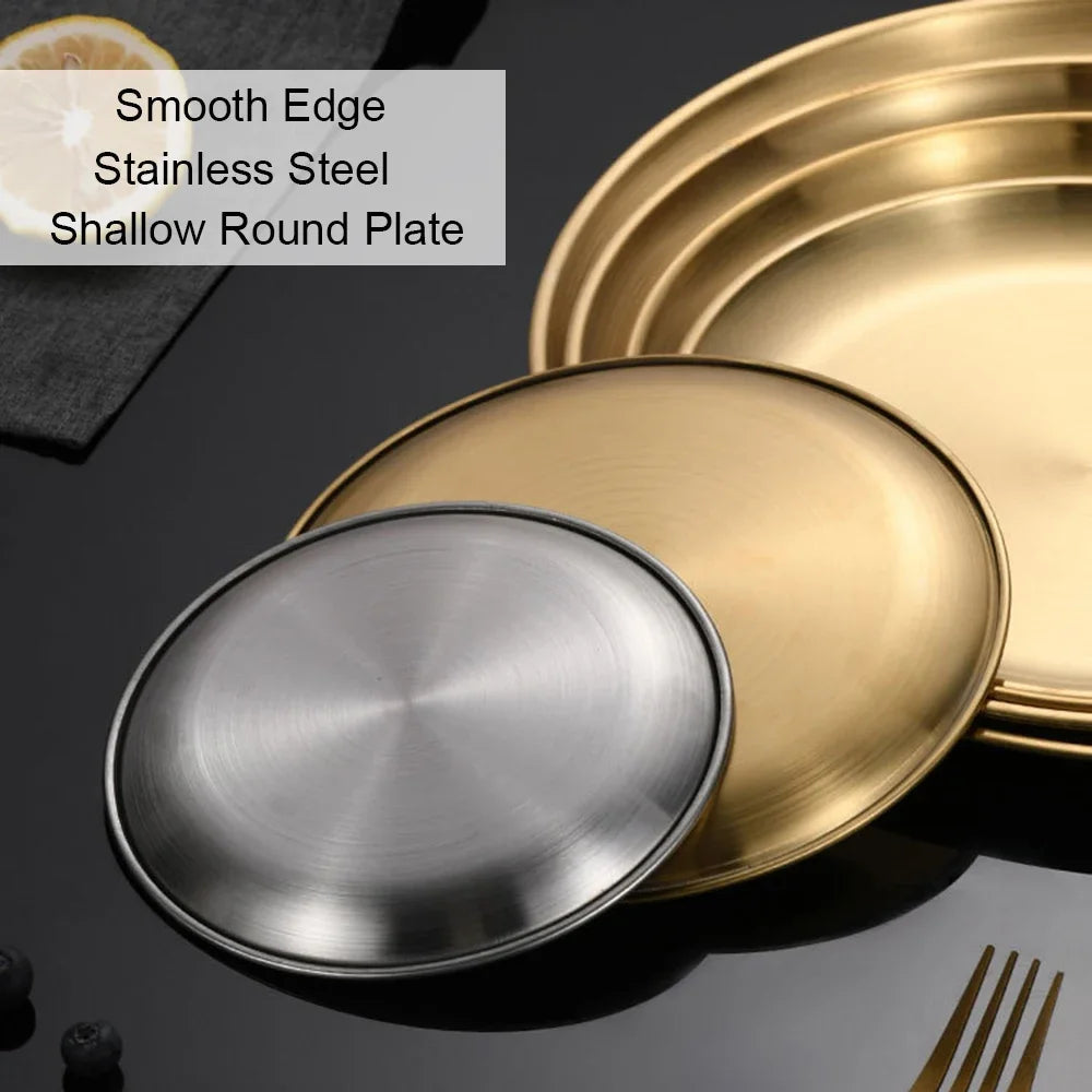 Stainless Steel Round Plates Set &ndash; Rust-Proof and Durable Design
