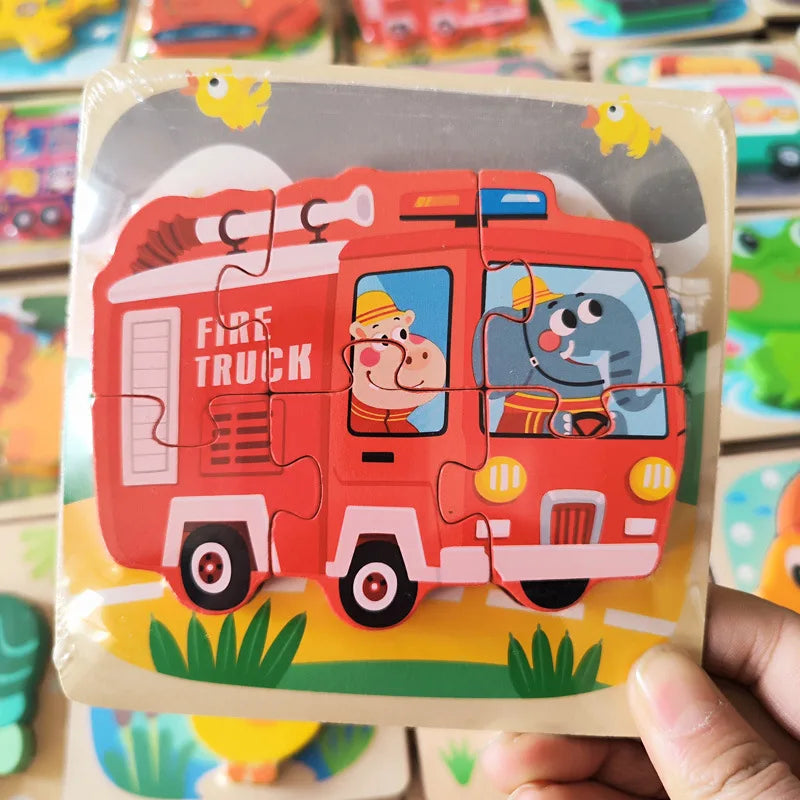 3D Wooden Puzzles Hand Grab Boards &ndash; Educational Puzzle Fun fire engine