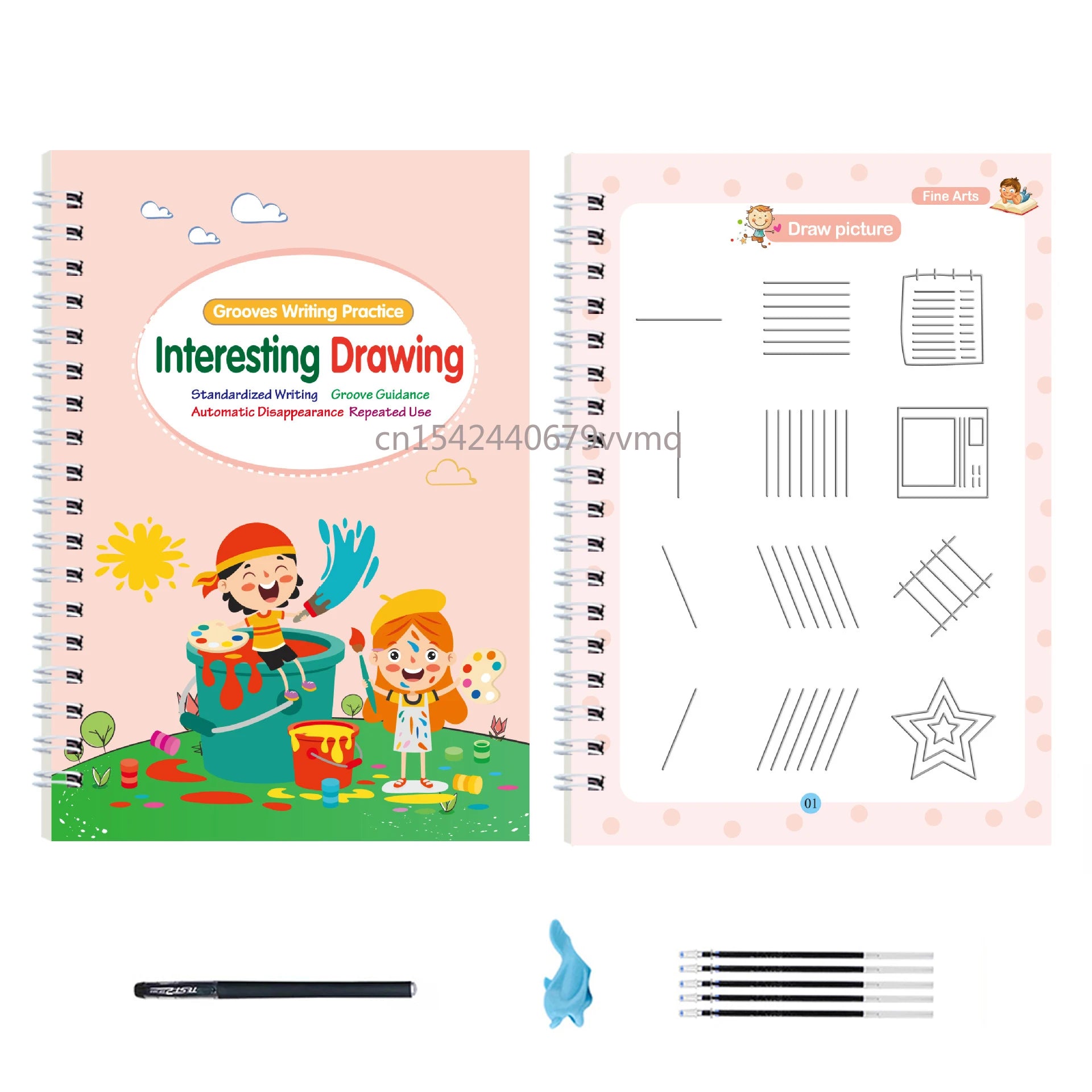 Reusable English Learning Calligraphy Book for Kids - Practice Writing, Drawing, and Numbers Education Toy Drawing-1Book