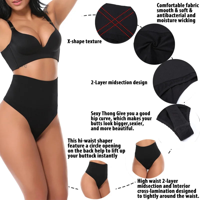 High Waist Thong Body Shaper with Tummy Control and Butt Lifter
