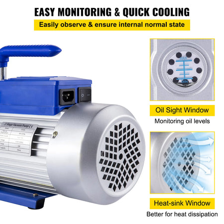 SucceBuy 2 Stage Vacuum Pump 10CFM 1HP - High Efficiency