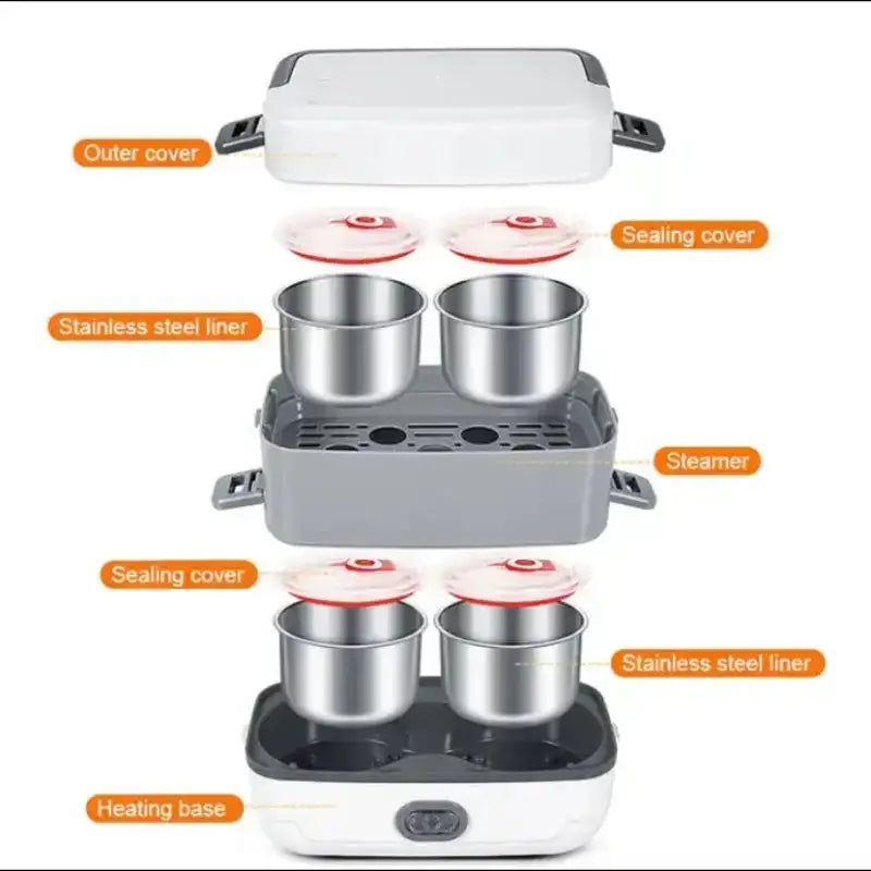 Electric Lunch Box Heater Portable Leakproof 2 Layer