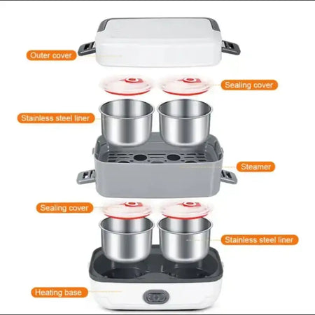 Electric Lunch Box Heater Portable Leakproof 2 Layer