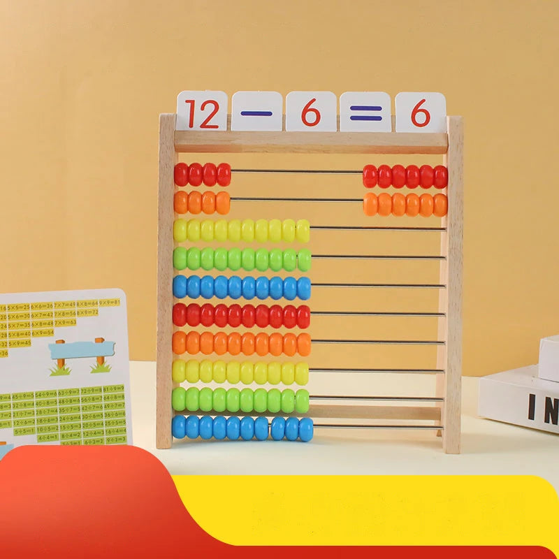 Wooden Counting Toy &ndash; Montessori Rainbow Bead Abacus