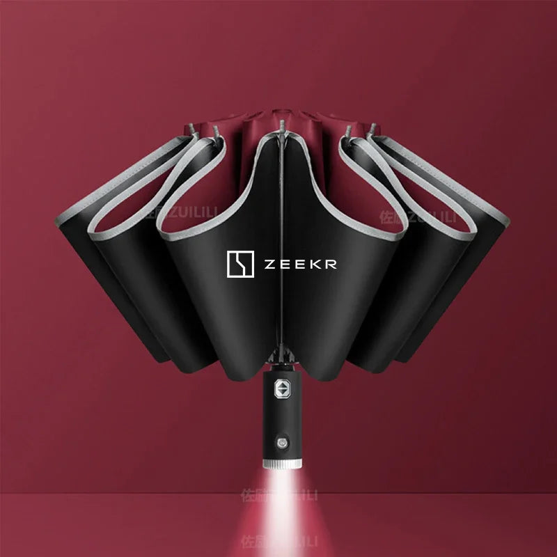Luxurious Automatic Folding Windproof Sunshade Umbrella for ZEEKR X 001 007 009 Red