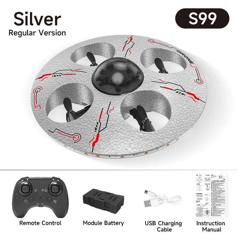 S100 UFO Remote Control Aircraft &ndash; Interactive Four Axis Design Grey UFO