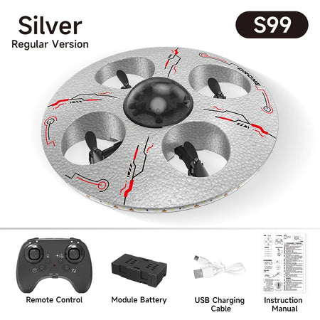 S100 UFO Remote Control Aircraft &ndash; Interactive Four Axis Design Grey UFO