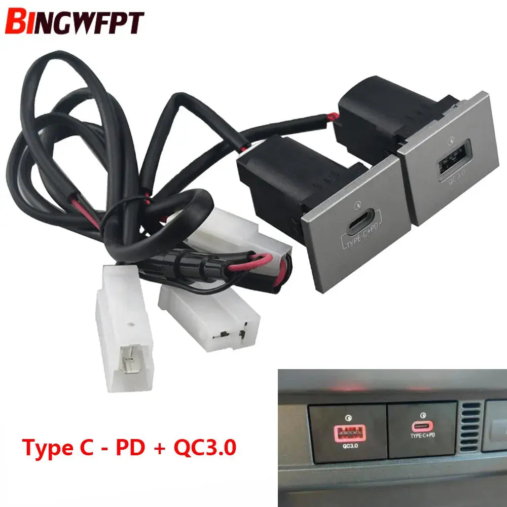 PD Type-C USB Charger Socket Fast Charge Adapter QC3.0 Power Outlet Switch for Ford Focus 2 Mk2 2009 2010 2011 by InterCyprus Trading Ltd