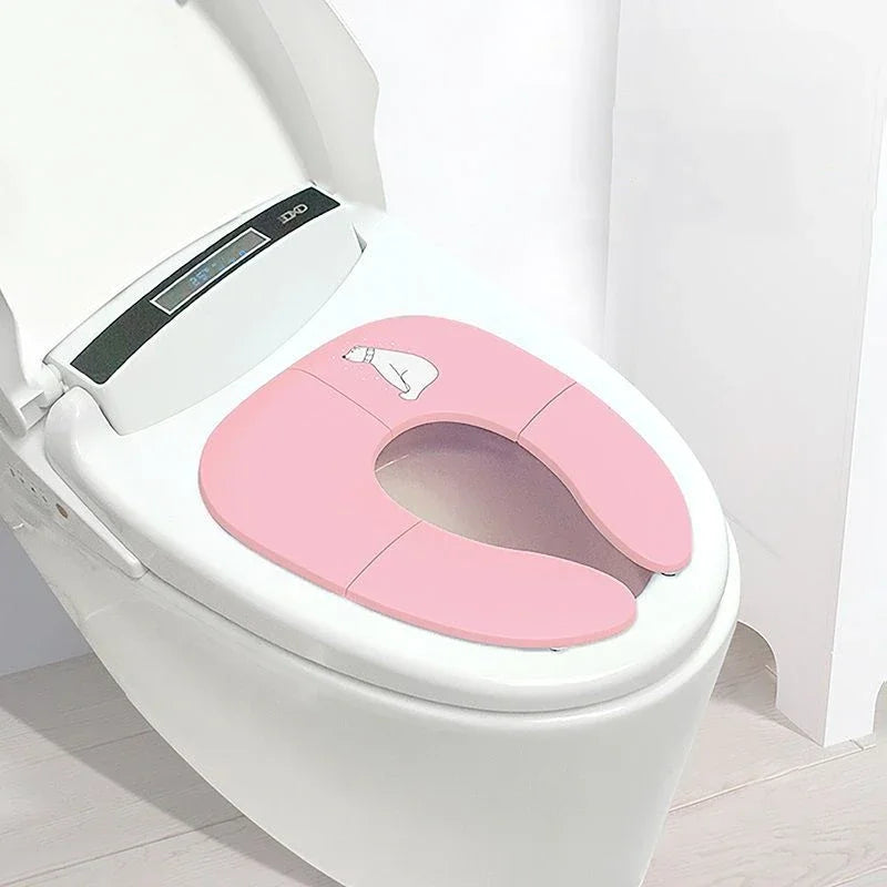 Folding Toilet Seat &ndash; Non Slip Portable Travel Companion Pink