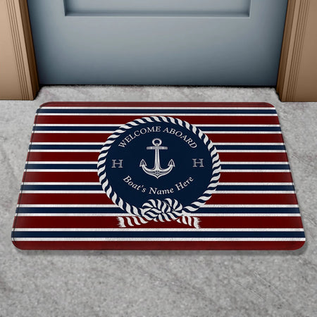 Custom Boat Name Non Slip Nautical Theme Doormat | Personalized Bath Rug