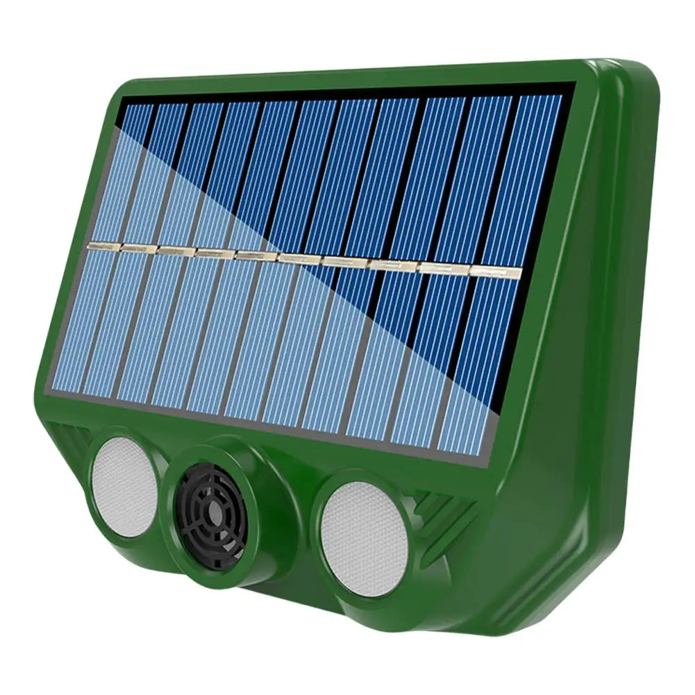 Solar Powered Ultrasonic Animal Deterrent IP66 Waterproof Green