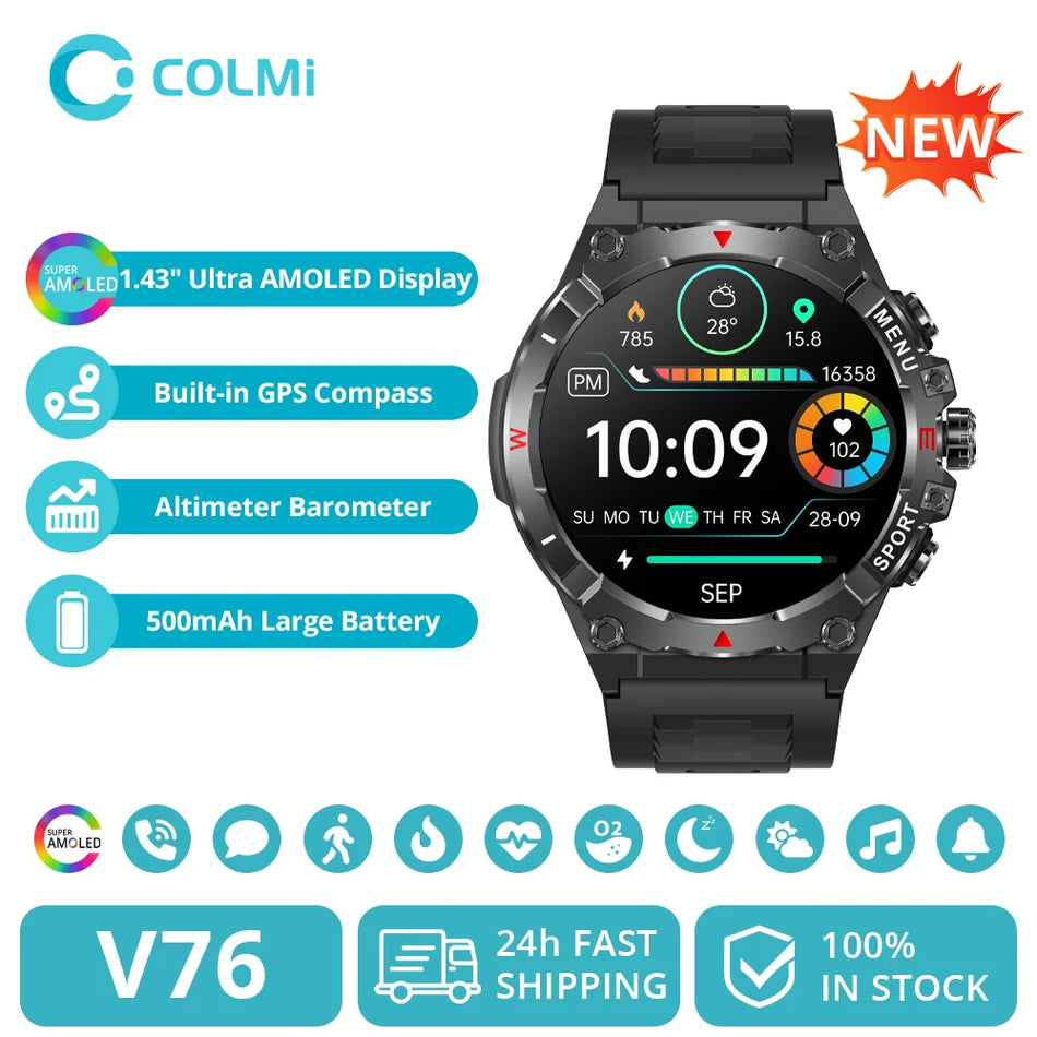 Colmi V76 GPS Smartwatch Display AMOLED da 1,43 pollici Bussola