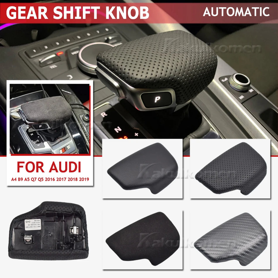 Mânere schimbător de viteze din piele perforată neagră pentru Audi A4 B9 A5 Q7 Q5 4M1-713-139F