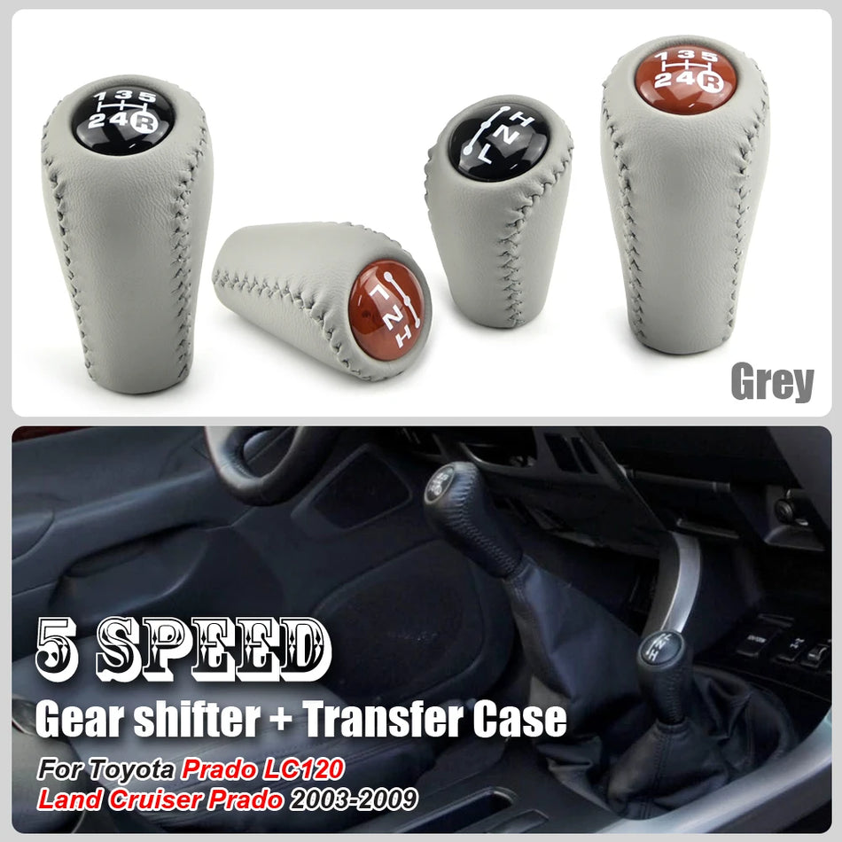 Manual Gear Shift Knob With Walnut Leather For Toyota Prado LC120