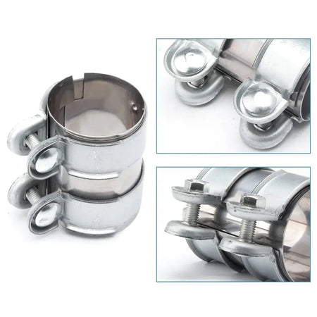 2inch/2.5inch Exhaust Clamp, Lap Joint+Bolts Band Flanges Clamp for Secure Sealing, for Mufflers Downpipes Catback Systems by InterCyprus Trading Ltd