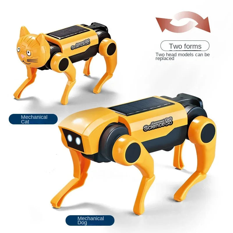 Solar Robot Dog Cat Science Experiment Kit &ndash; Solar Powered yellow
