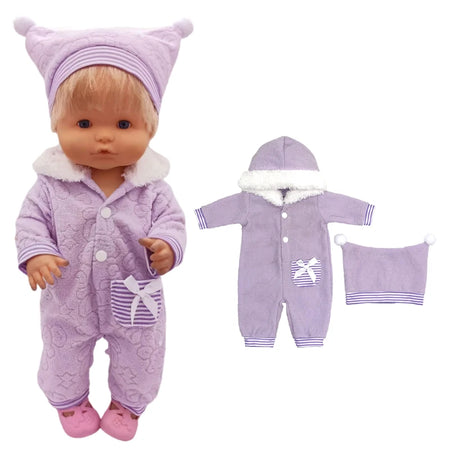 Grey Rompers Set with Hat and Socks for 40cm Baby Doll A7