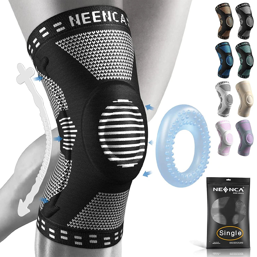 NEENCA Copper Knee Brace Knee Support with Patella Gel Pad &amp;Side Stabilizers for Knee Pain Sport Arthritis ACL Joint Pain Relief black / XXL