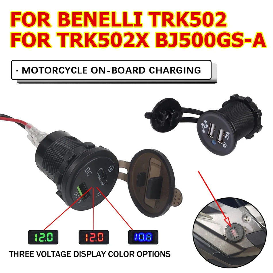 Benelli TRK502 TRK502X Dual USB Snellader Relais Adapter voor Motorfiets, ABS Plastic, Gemakkelijke Installatie