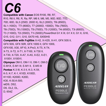 AODELAN Wireless Camera Shutter Release Remote for Canon, Sony, Nikon C6 for Canon Fujifim / CHINA