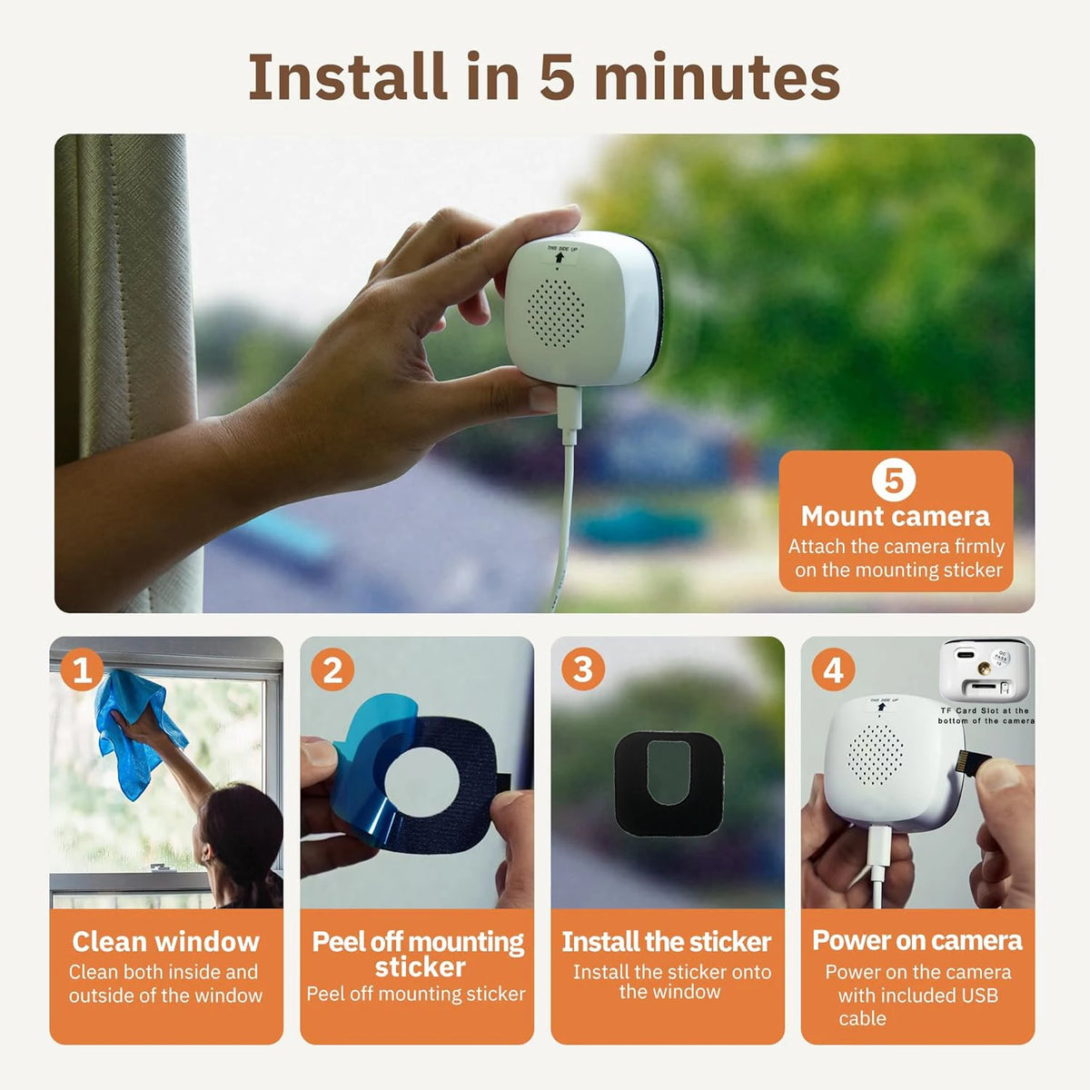 2PCS Window Camera with 3MP, Dual-Band Wi-Fi