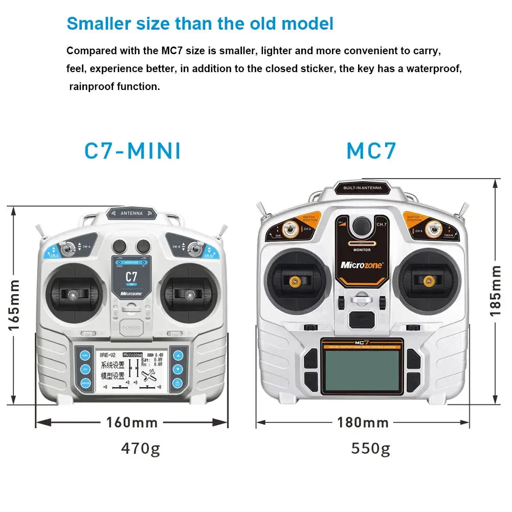 MicroZone MC7 C7 MINI 2.4G Controller Transmitter with MC8RE Receiver Radio System for RC Aircraft Drones Multirotor Helicopters by InterCyprus Trading Ltd
