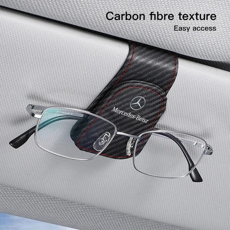 Mercedes Benz AMG Sun Visor Glasses Holder - Auto Sunglasses Clip &amp; Card Organizer for A B C E G CLA C63 C63S E53 GT SLK W176 GLC