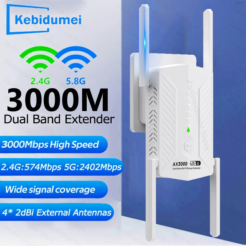 3000Mbps WiFi 6 Repeater &ndash; Long Range With 4 Antennas