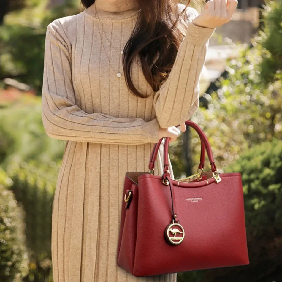 Borsa da donna di design in morbida pelle PU, borsa a tracolla di lusso con manico superiore a 3 strati