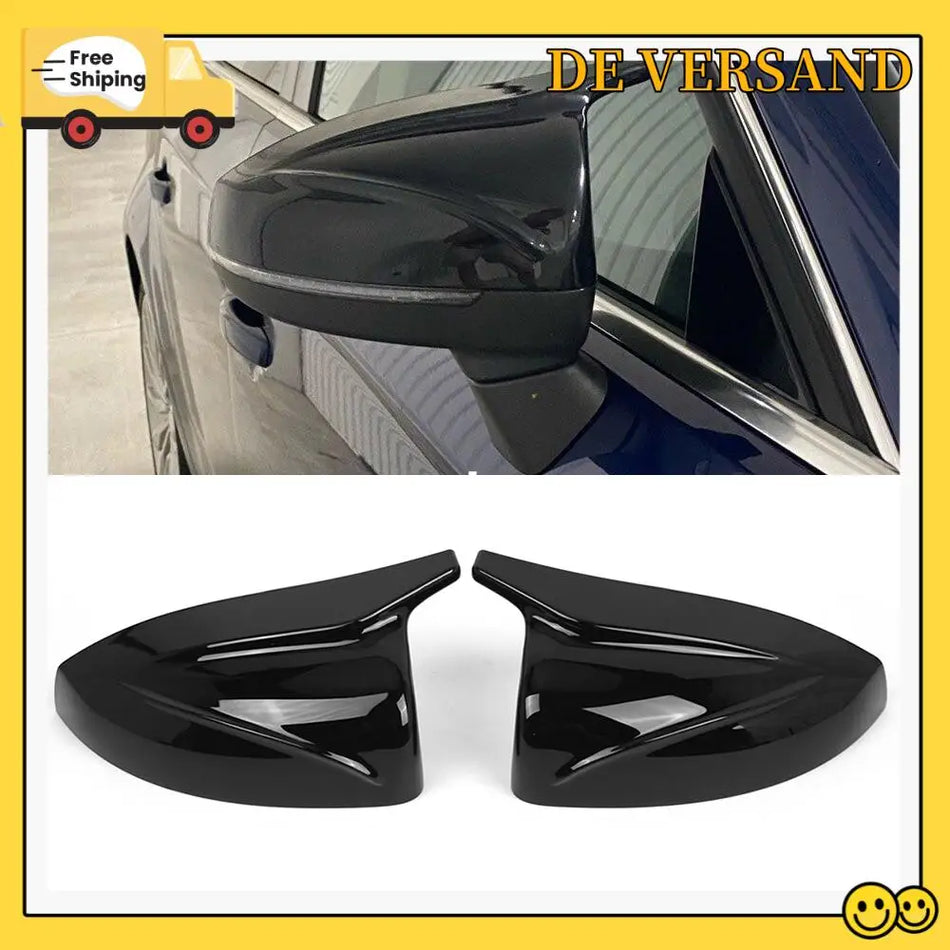 Seiten-Spiegelgehäuse-Paar für Audi A3 2014-2020, glänzend schwarz, langlebige Kunststoffoberfläche