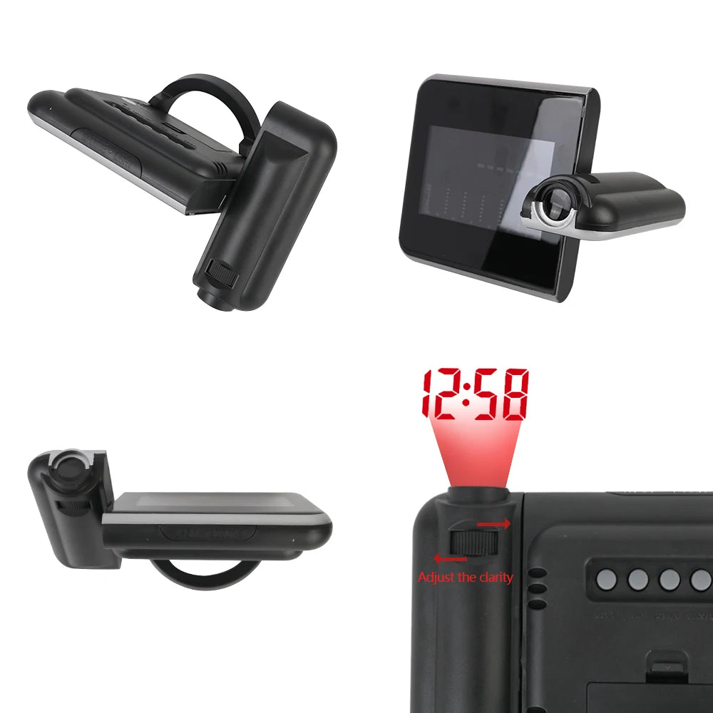 Rotatable Digital Alarm Clock with Time Projection and Weather Station Features