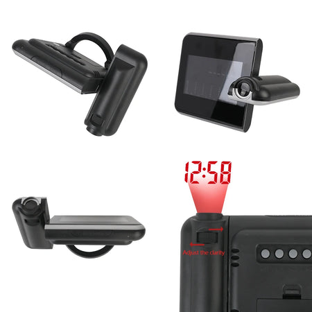 Rotatable Digital Alarm Clock with Time Projection and Weather Station Features